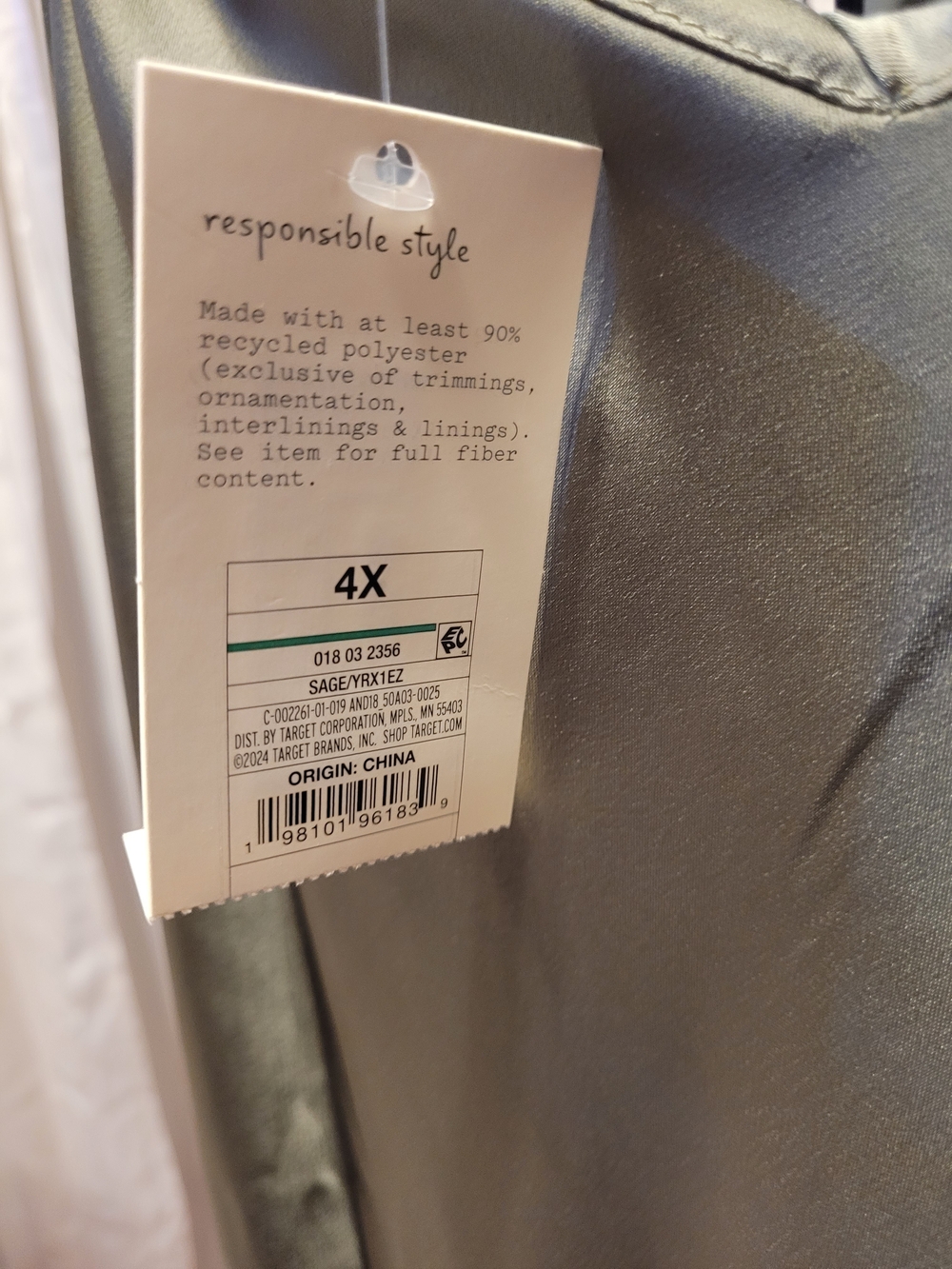a new day Olive Green Satin Slip Dress with V-Neck - Picture 4 of 4
